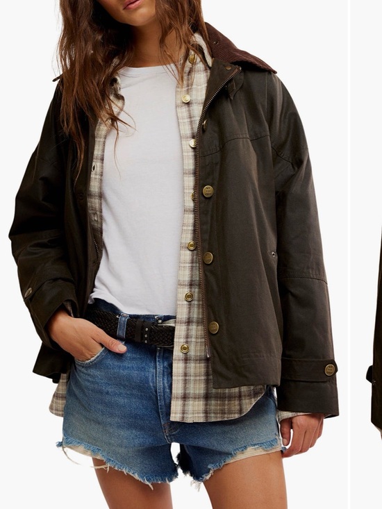 We The Free Jackets & Blazers - Free People x We the Free Cori Womens Olive Waxed Cotton Jacket XL Oversized